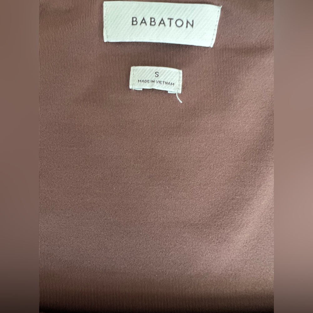 Babaton Square Neck Long Sleeve Top S Brown Fitted Minimal - Picture 6 of 11